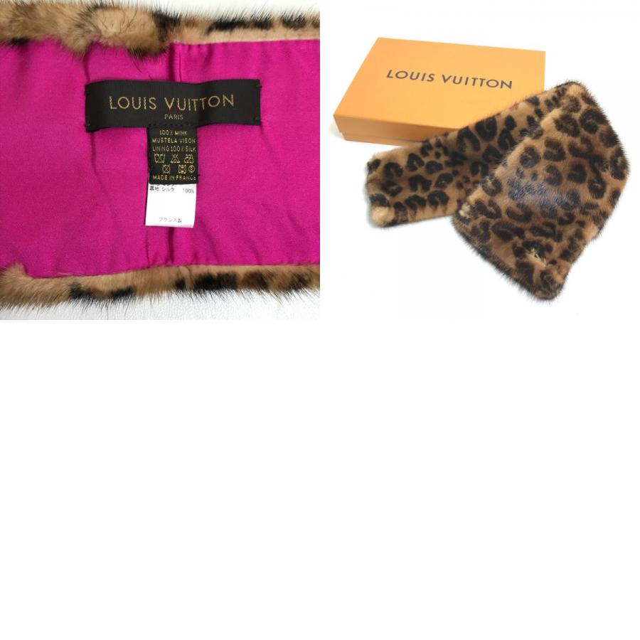 LOUIS VUITTON ルイヴィトン M72245 エシャルプ ヴィゾン ファーティペット マフラー ブラウン×ピンク【中古】 | LOUIS VUITTON | 09