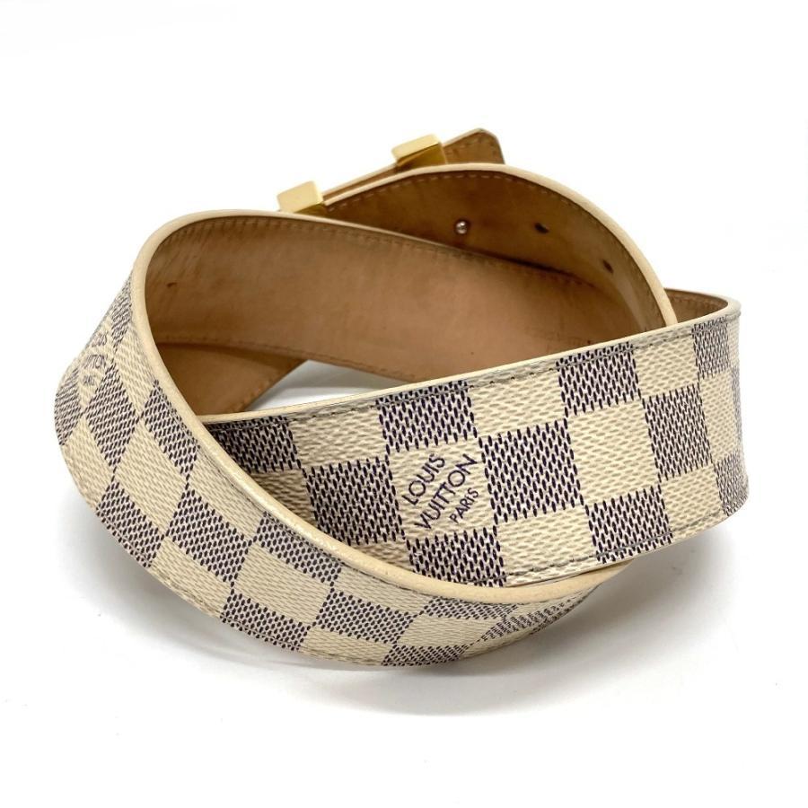 LOUIS VUITTON ルイヴィトン M9609 LV サンチュール イニシアル ピン式バックル  ダミエアズール ベルト ホワイト ユニセックス【中古】 | LOUIS VUITTON | 01