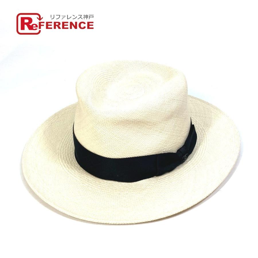 CHANEL シャネル CC ココマーク グログランリボン 19V ハット ストローハット 帽子 ストロー ベージュ レディース【中古】 | CHANEL