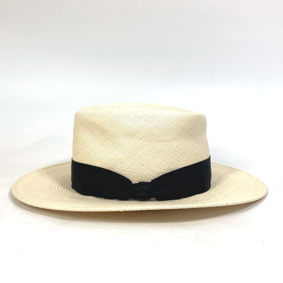 CHANEL シャネル CC ココマーク グログランリボン 19V ハット ストローハット 帽子 ストロー ベージュ レディース【中古】 | CHANEL | 02