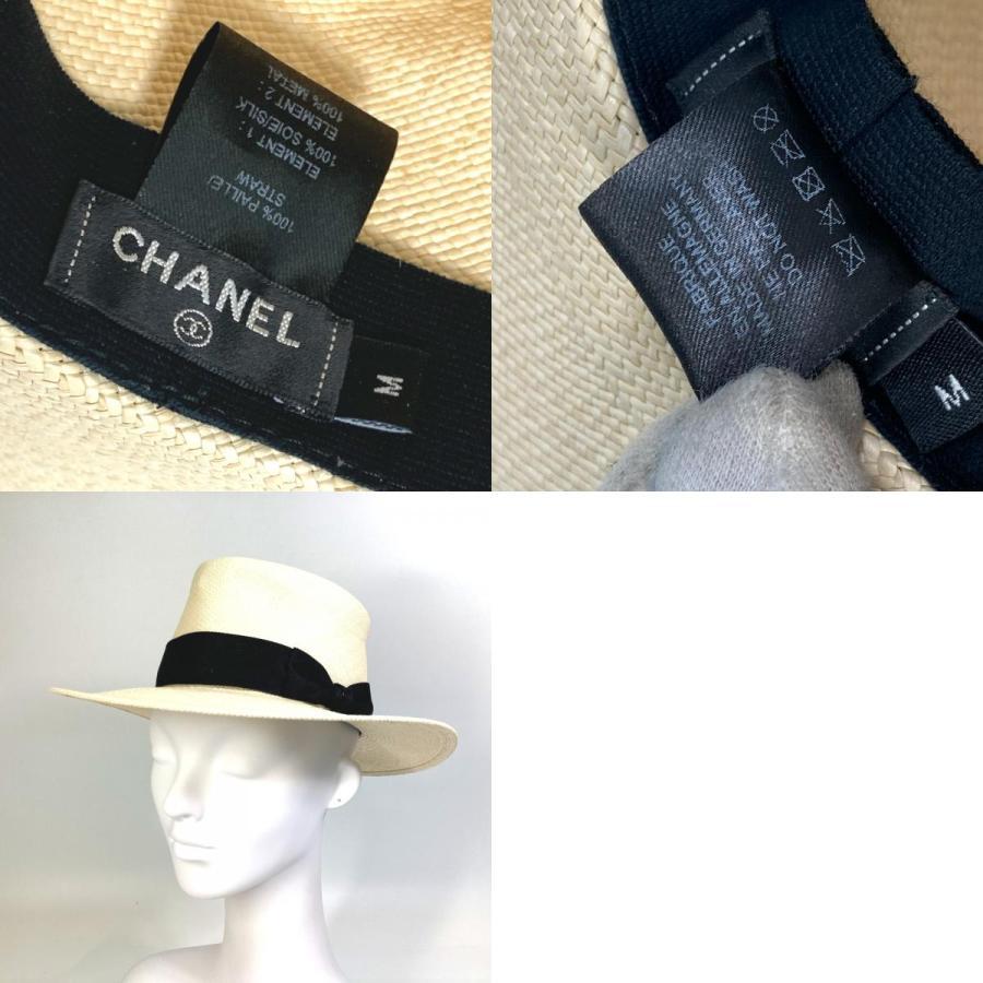 CHANEL シャネル CC ココマーク グログランリボン 19V ハット ストローハット 帽子 ストロー ベージュ レディース【中古】 | CHANEL | 09