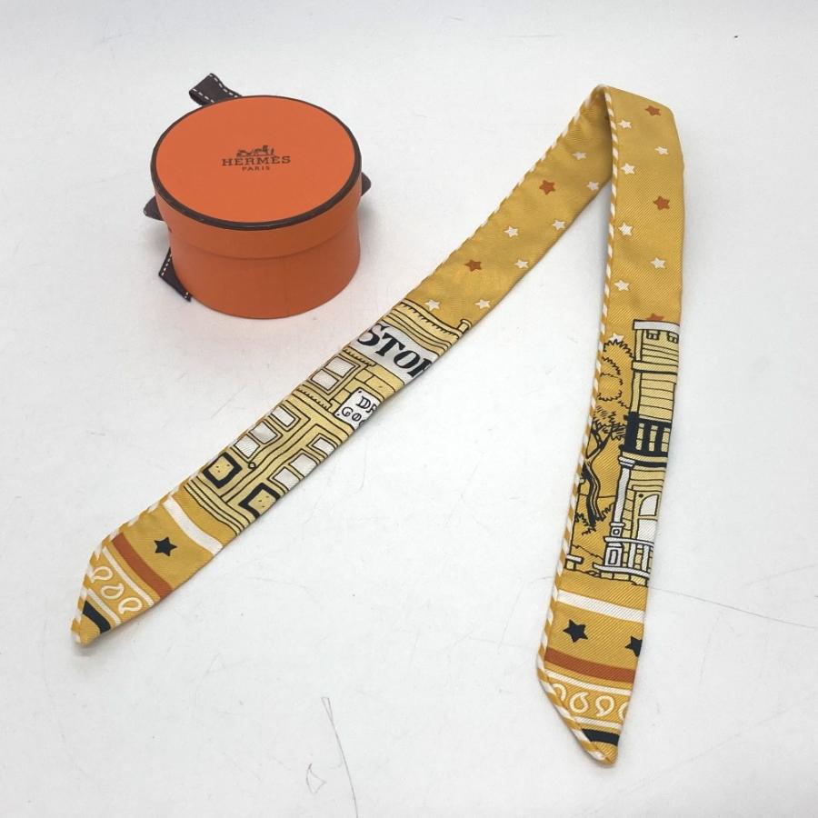 HERMES エルメス ツイリー ドールキャンディ エルメス パリ ステーション スカーフ シルク イエロー レディース【中古】新品同様 | HERMES | 09