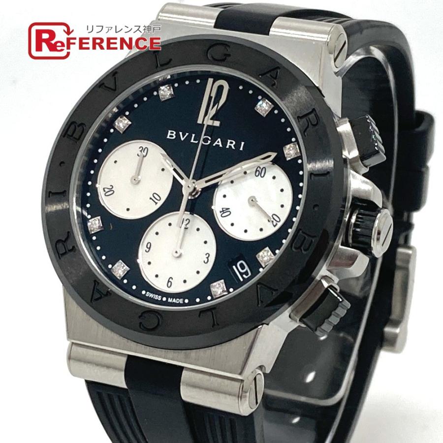 BVLGARI ブルガリ DG37SCCH ディアゴノ クロノグラフ ホワイトシェル 8PD 自動巻き デイト 腕時計 SS シルバー メンズ【中古】 | BVLGARI
