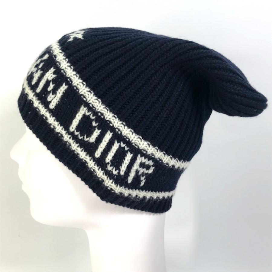 美品 Christian Dior クリスチャンディオール 31NOE714IXGH ロゴ 帽子 ニット帽 ネイビー レディース【中古】 |  | 03