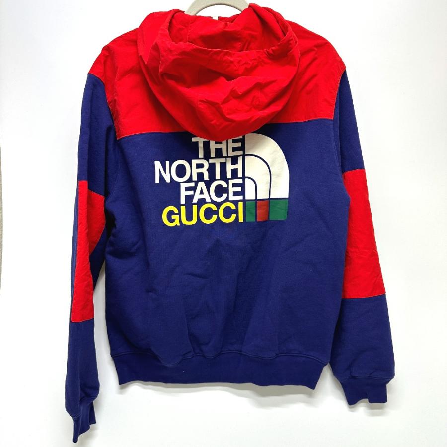 GUCCI グッチ 671462 ジップアップ フーディ 切り替え ノースフェイス コラボ パーカー レッド/ブルー メンズ【中古】 | GUCCI | 01