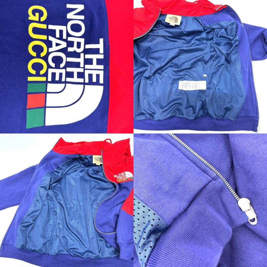 GUCCI グッチ 671462 ジップアップ フーディ 切り替え ノースフェイス コラボ パーカー レッド/ブルー メンズ【中古】 | GUCCI | 09