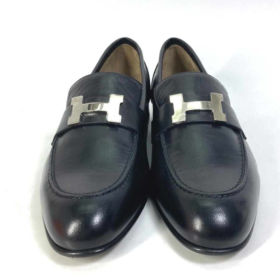 新品同様 HERMES エルメス モカシン パリ ビジネスシューズ 靴 Hロゴ ローファー ブラック レディース【中古】 | HERMES | 01