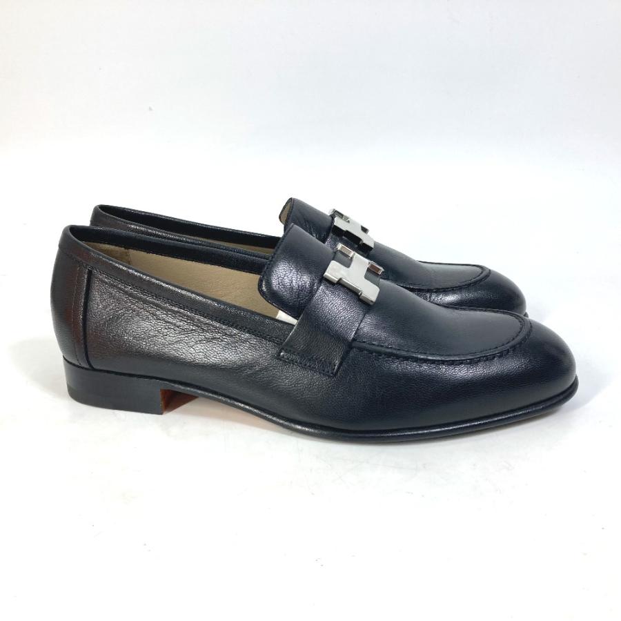 新品同様 HERMES エルメス モカシン パリ ビジネスシューズ 靴 Hロゴ ローファー ブラック レディース【中古】 | HERMES | 03
