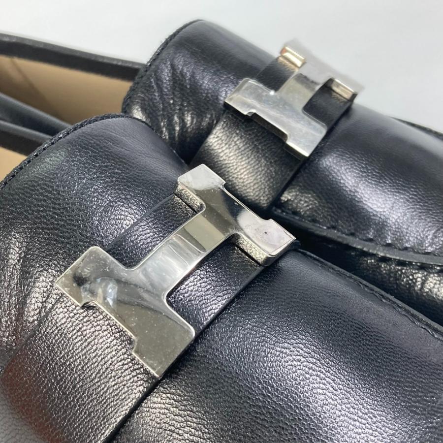 新品同様 HERMES エルメス モカシン パリ ビジネスシューズ 靴 Hロゴ ローファー ブラック レディース【中古】 | HERMES | 07