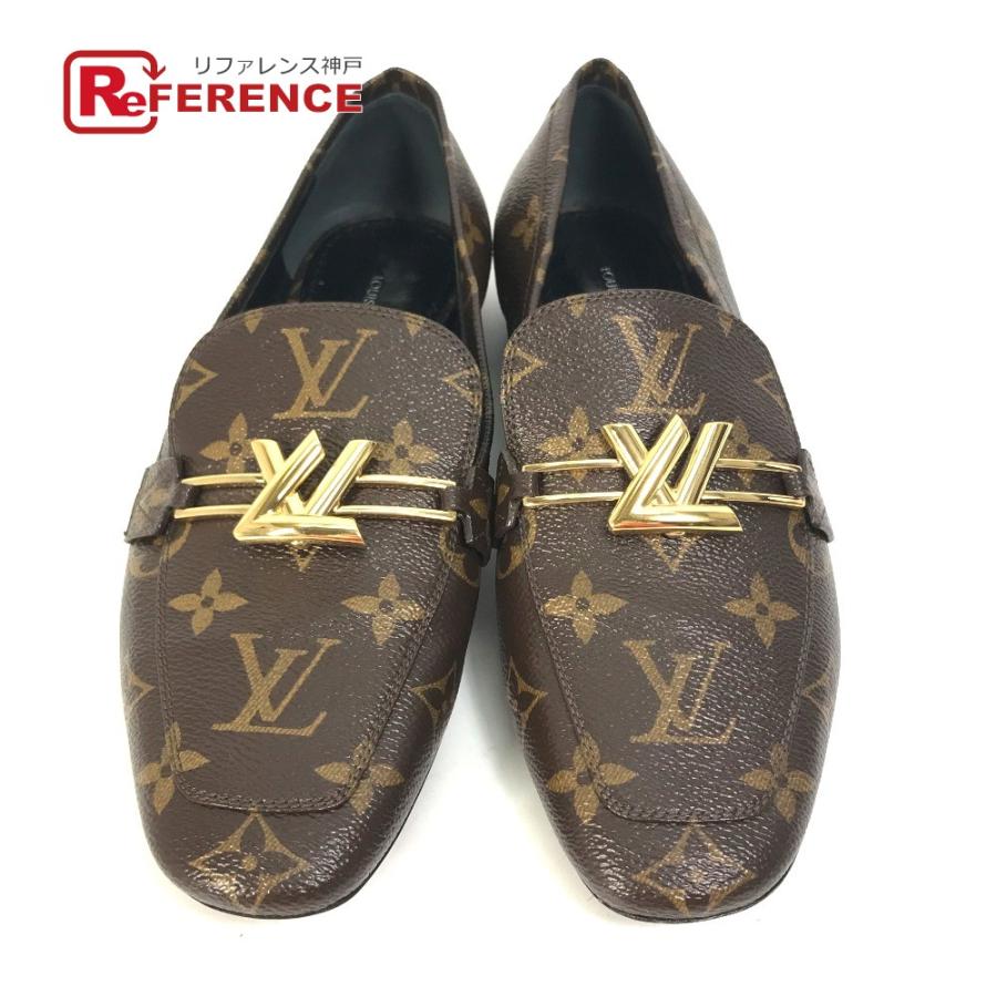 LOUIS VUITTON ルイヴィトン アッパーケース ライン フラット モノグラム LV ローファー ブラウン レディース【中古】 | LOUIS VUITTON