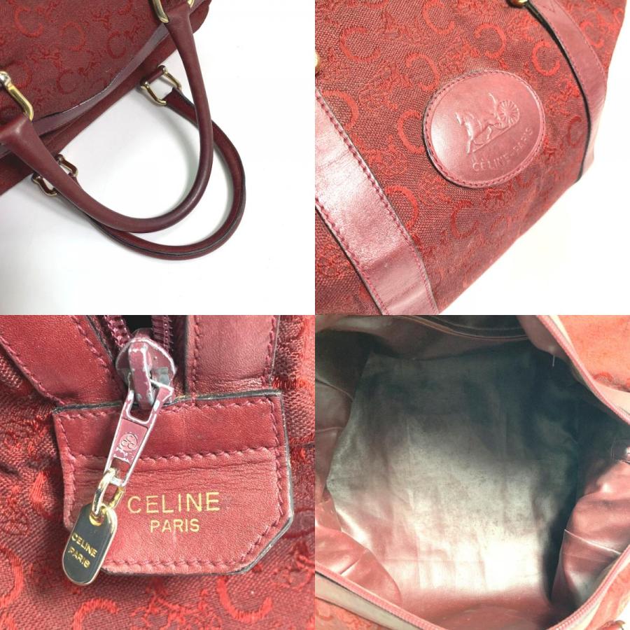 CELINE セリーヌ Cマカダム 馬車 ヴィンテージ ハンドバッグ ボストンバッグ キャンバス/レザー レッド レディース.【中古】 | CELINE | 08