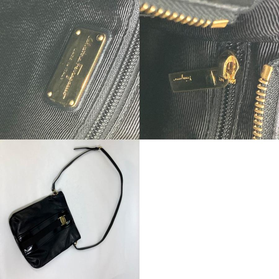 Salvatore Ferragamo サルヴァトーレフェラガモ ヴァラ フラットバッグ ショルダーバッグ エナメル/レザー ブラック レディース【中古】 |  | 09