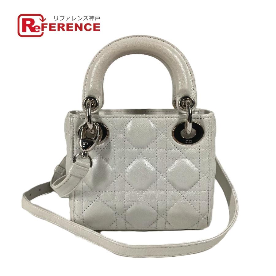 Dior ディオール カナージュ ミニ 2WAY ショルダーバッグ 斜め掛け カバン レディディオール ハンドバッグ メタリックグレー系 【中古】 | 