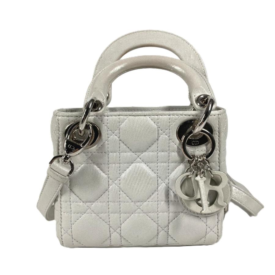 Dior ディオール カナージュ ミニ 2WAY ショルダーバッグ 斜め掛け カバン レディディオール ハンドバッグ メタリックグレー系 【中古】 |  | 01