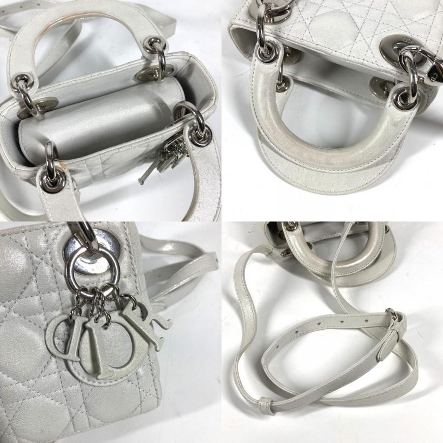 Dior ディオール カナージュ ミニ 2WAY ショルダーバッグ 斜め掛け カバン レディディオール ハンドバッグ メタリックグレー系 【中古】 |  | 08
