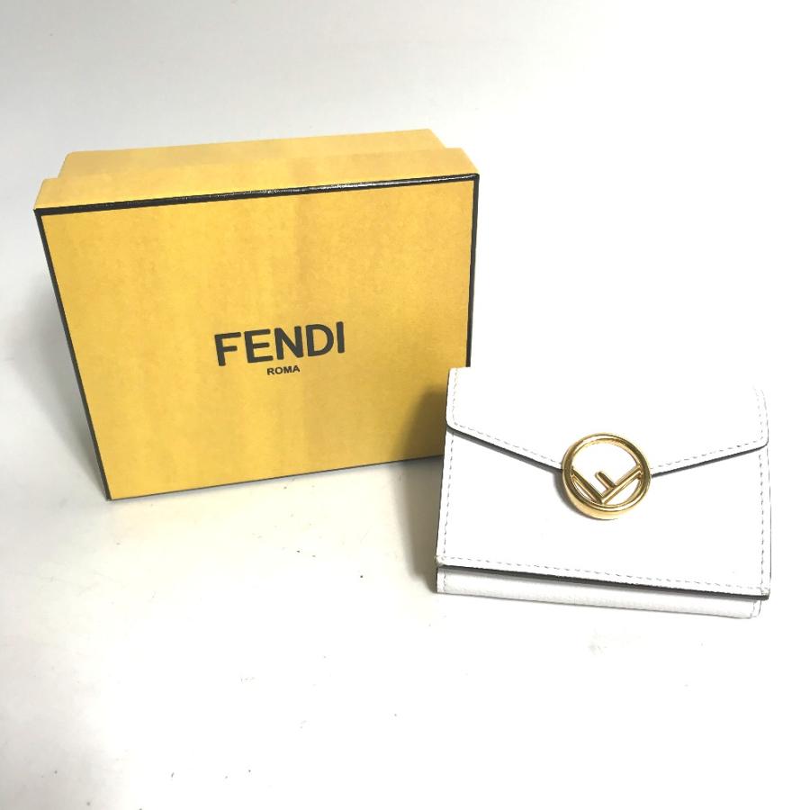 FENDI フェンディ 8M0395 ロゴ ミニ コンパクトウォレット 3つ折り財布 ホワイト レディース【中古】 | FENDI | 01