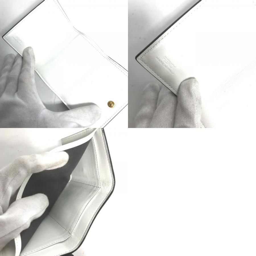 FENDI フェンディ 8M0395 ロゴ ミニ コンパクトウォレット 3つ折り財布 ホワイト レディース【中古】 | FENDI | 09