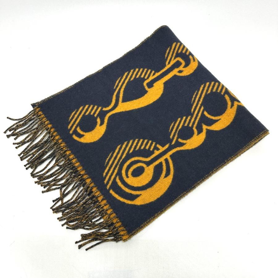 HERMES エルメス ドレ バックル フリンジ マフラー ネイビー レディース【中古】 | HERMES | 02