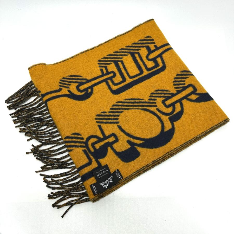 HERMES エルメス ドレ バックル フリンジ マフラー ネイビー レディース【中古】 | HERMES | 05