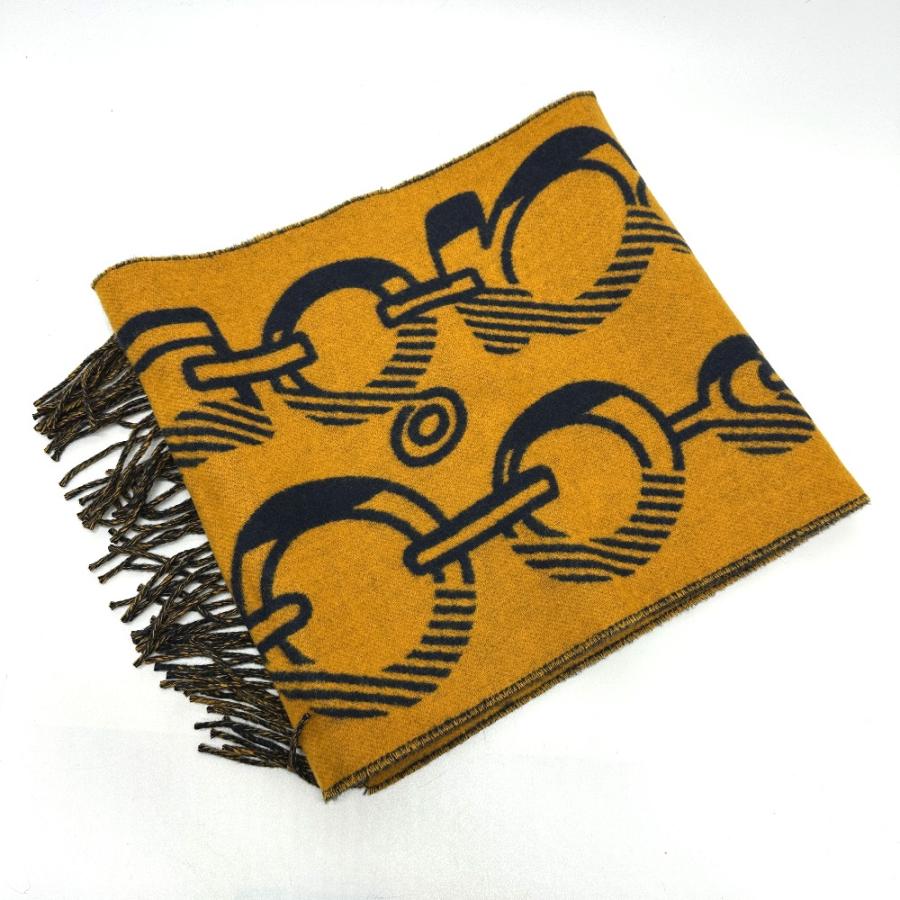 HERMES エルメス ドレ バックル フリンジ マフラー ネイビー レディース【中古】 | HERMES | 07