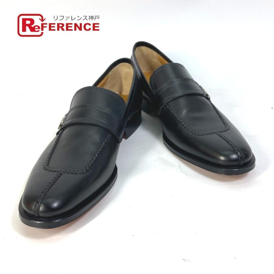 HERMES エルメス ビジネスシューズ 靴  Hロゴ  ローファー ブラック レディース【中古】 | HERMES