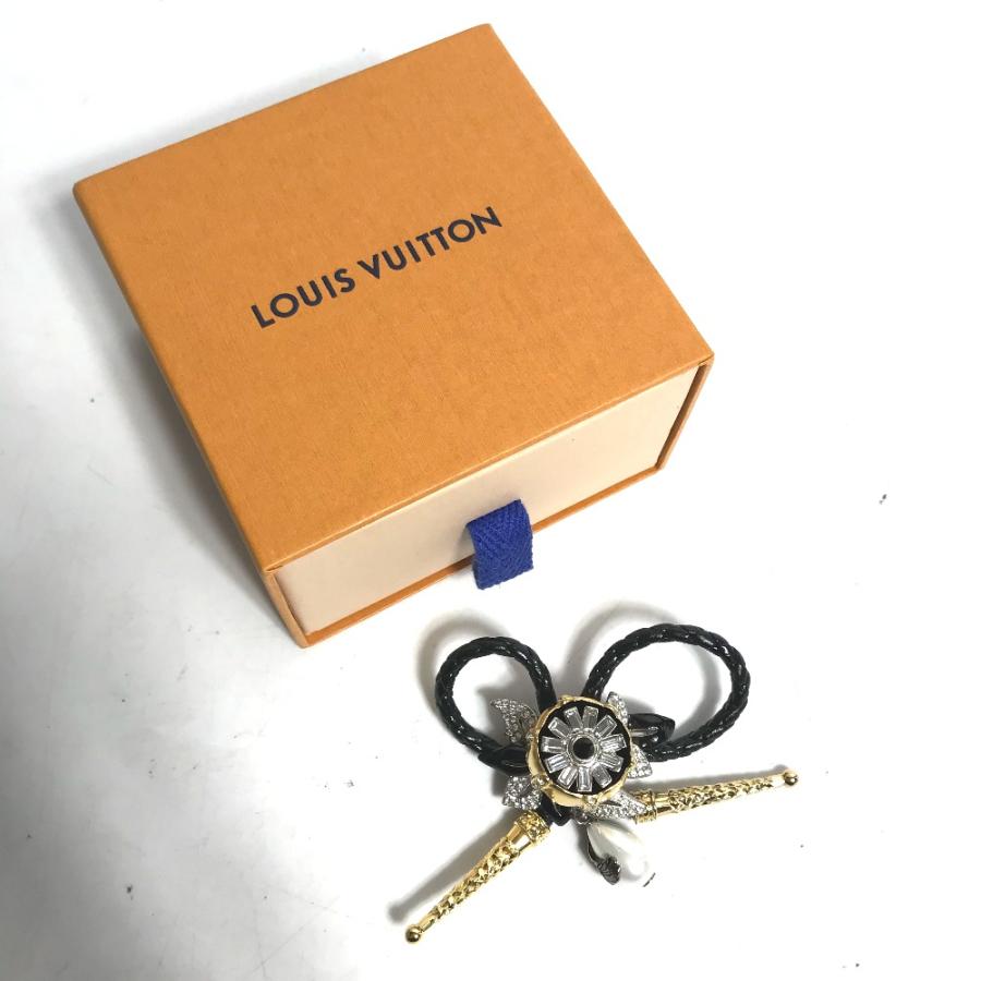 LOUIS VUITTON ルイヴィトン MP2197 フェイクパール フルールビジュー ラインストーン アクセサリー ブローチ ブラック レディース【中古】 | LOUIS VUITTON | 01