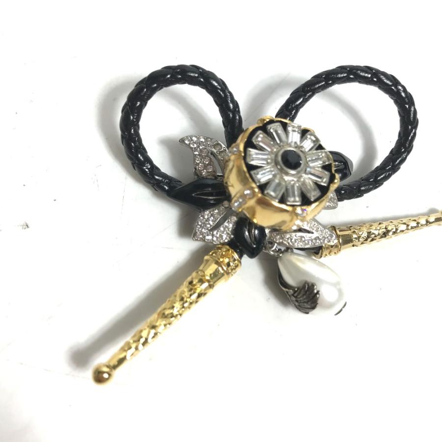 LOUIS VUITTON ルイヴィトン MP2197 フェイクパール フルールビジュー ラインストーン アクセサリー ブローチ ブラック レディース【中古】 | LOUIS VUITTON | 02