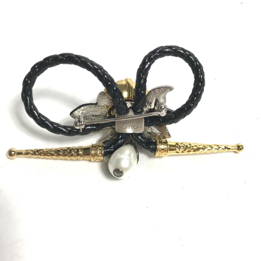 LOUIS VUITTON ルイヴィトン MP2197 フェイクパール フルールビジュー ラインストーン アクセサリー ブローチ ブラック レディース【中古】 | LOUIS VUITTON | 04