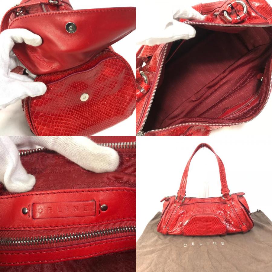 CELINE セリーヌ 旅行バッグ トラベルバッグ ショルダーバッグ 肩掛け ヴィンテージ ボストンバッグ レッド ユニセックス【中古】 | CELINE | 09