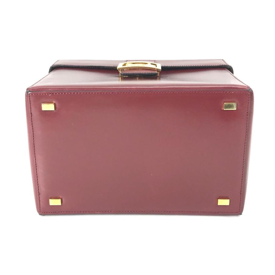 CELINE セリーヌ バニティ 馬車金具 ボックス BOX カバン ミラー付き ヴィンテージ ハンドバッグ ボルドー系 レディース【中古】_3