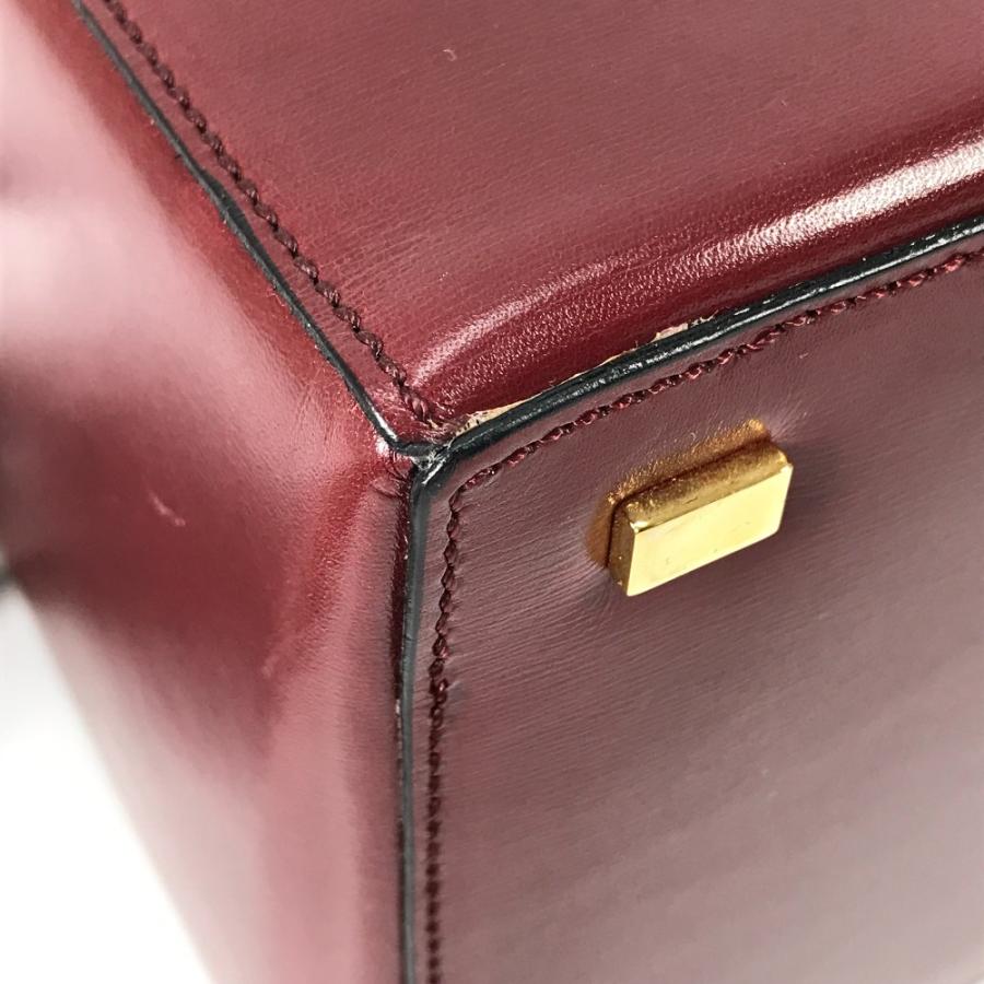 CELINE セリーヌ バニティ 馬車金具 ボックス BOX カバン ミラー付き ヴィンテージ ハンドバッグ ボルドー系 レディース【中古】_5