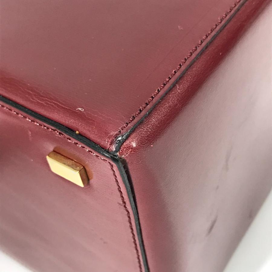 CELINE セリーヌ バニティ 馬車金具 ボックス BOX カバン ミラー付き ヴィンテージ ハンドバッグ ボルドー系 レディース【中古】_6