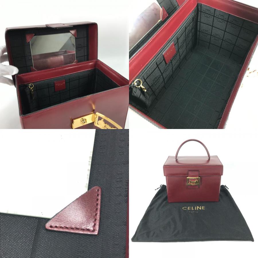 CELINE セリーヌ バニティ 馬車金具 ボックス BOX カバン ミラー付き ヴィンテージ ハンドバッグ ボルドー系 レディース【中古】_9