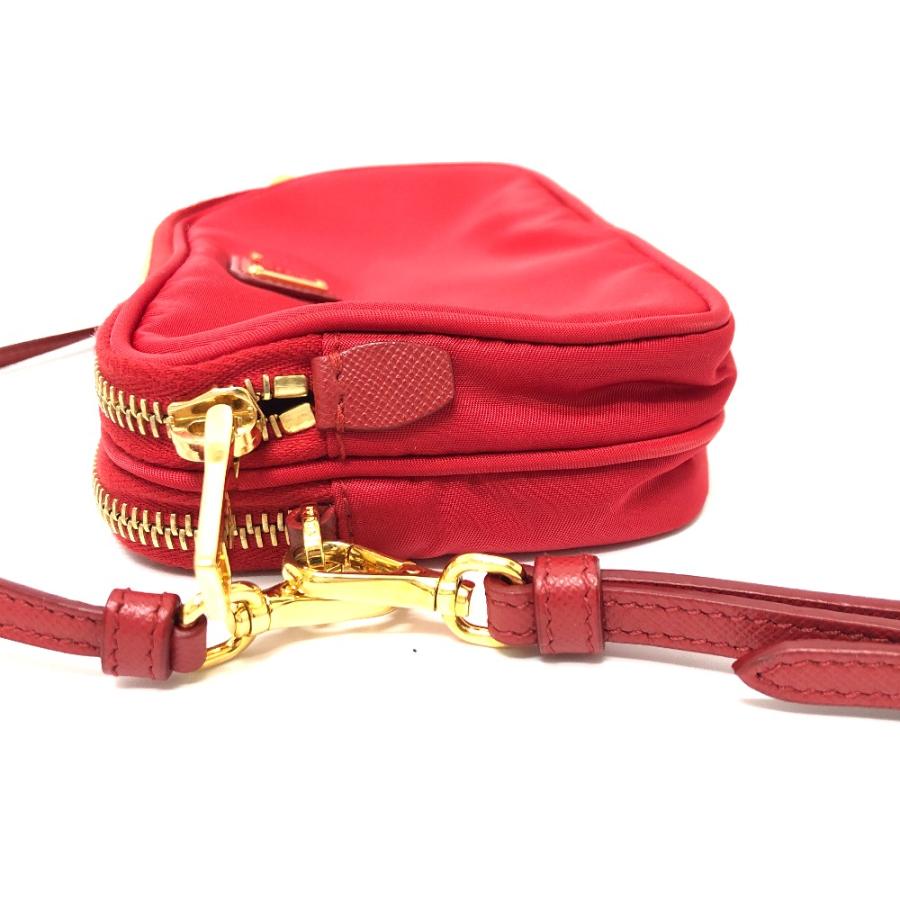 PRADA プラダ 斜め掛け ポシェット トライアングルロゴ 三角ロゴ プレート ショルダーバッグ レッド ユニセックス【中古】 | PRADA | 05