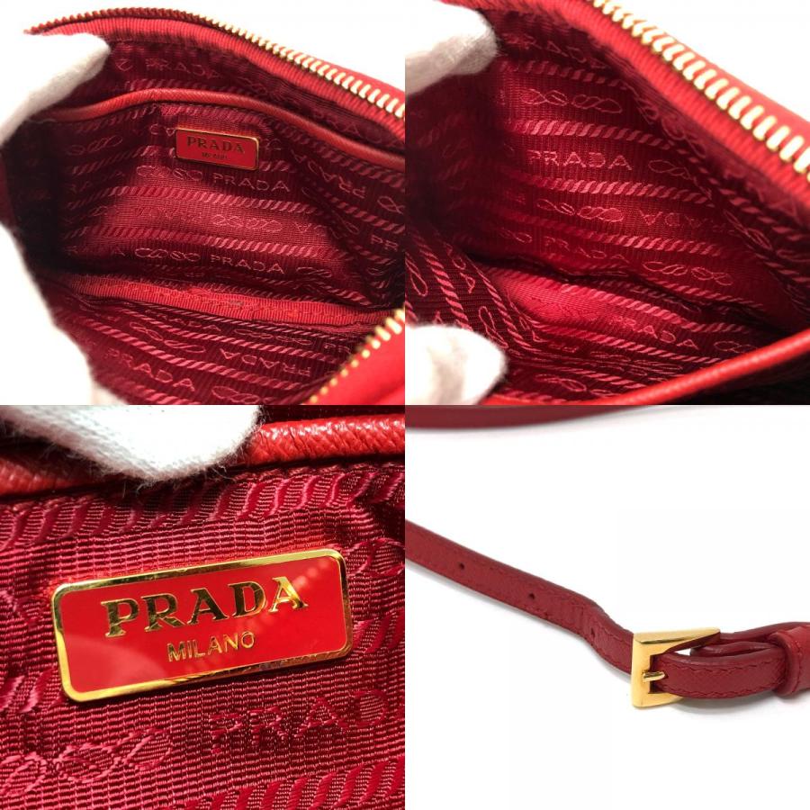 PRADA プラダ 斜め掛け ポシェット トライアングルロゴ 三角ロゴ プレート ショルダーバッグ レッド ユニセックス【中古】 | PRADA | 08