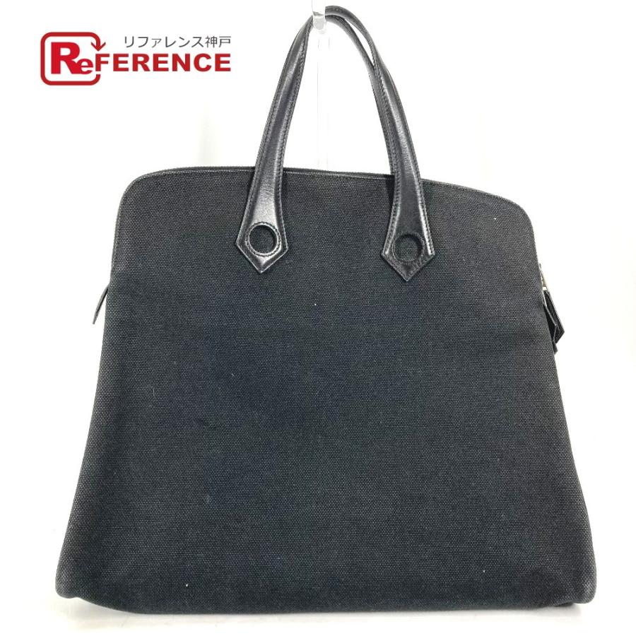 HERMES ◇サックイブー PM ハンドバッグ キャンバス レザー ブラック