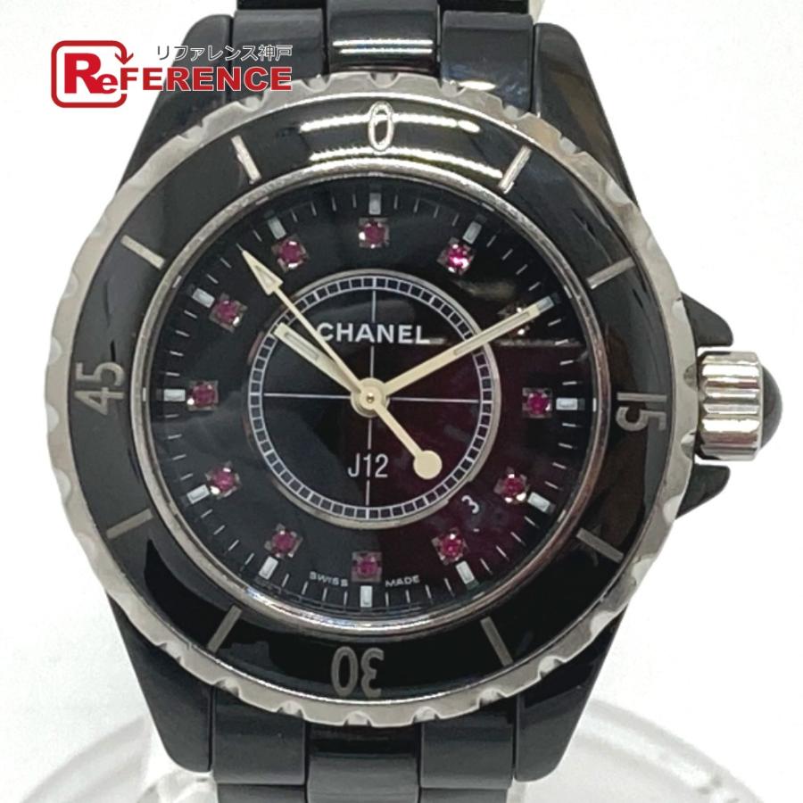 CHANEL シャネル H1634 J12 12P ルビー ウォッチ　レディース時計  腕時計 ブラック レディース【中古】 | CHANEL