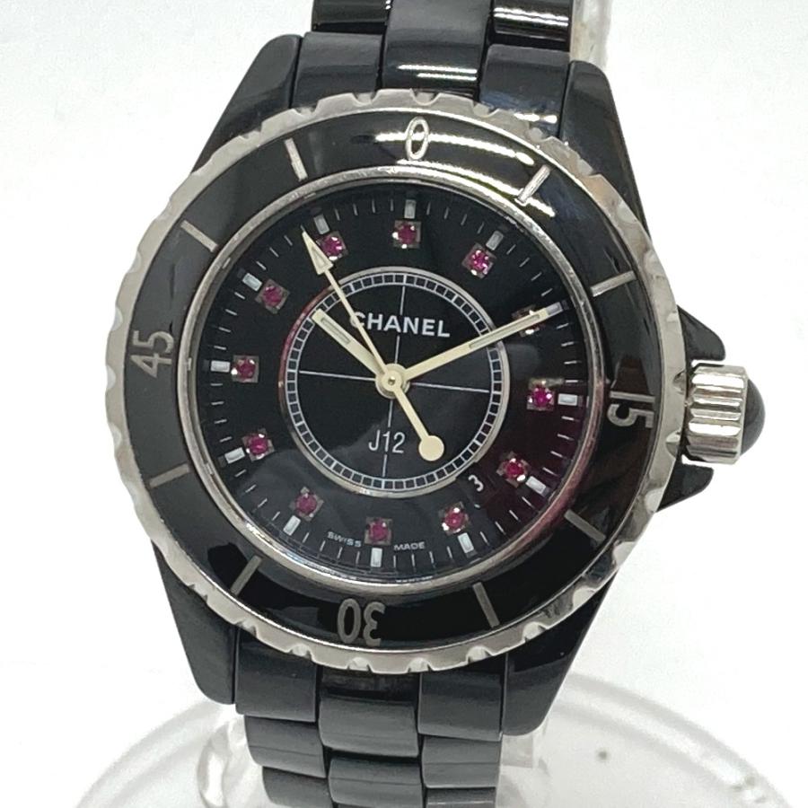 CHANEL シャネル H1634 J12 12P ルビー ウォッチ　レディース時計  腕時計 ブラック レディース【中古】 | CHANEL | 01