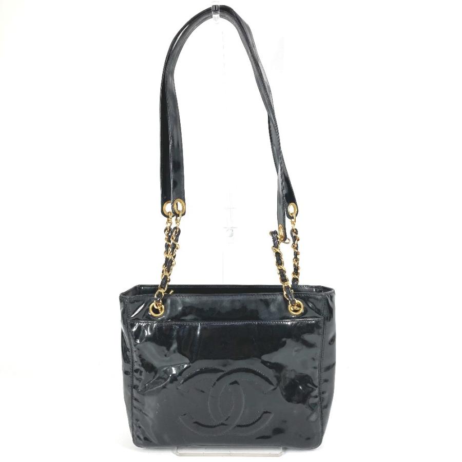 CHANEL シャネル A08036 CC ココマーク ロゴ カバン トートバッグ チェーン ショルダーバッグ ブラック レディース【中古】の画像