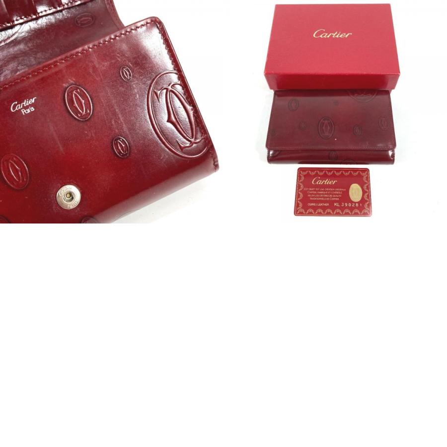 【美品】Cartier カルティエ ハッピーバースデー 三つ折り財布 コンパクト Cartier（カルティエ） ハッピーバースデー ロゴ コンパクトウォレット