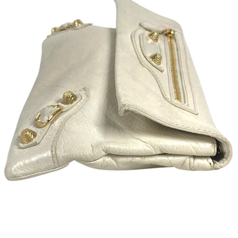 BALENCIAGA バレンシアガ 327079 ジャイアント エンベロープ カバン ポーチ フラップ スタッズ クラッチバッグ ホワイト【中古】 | BALENCIAGA | 01