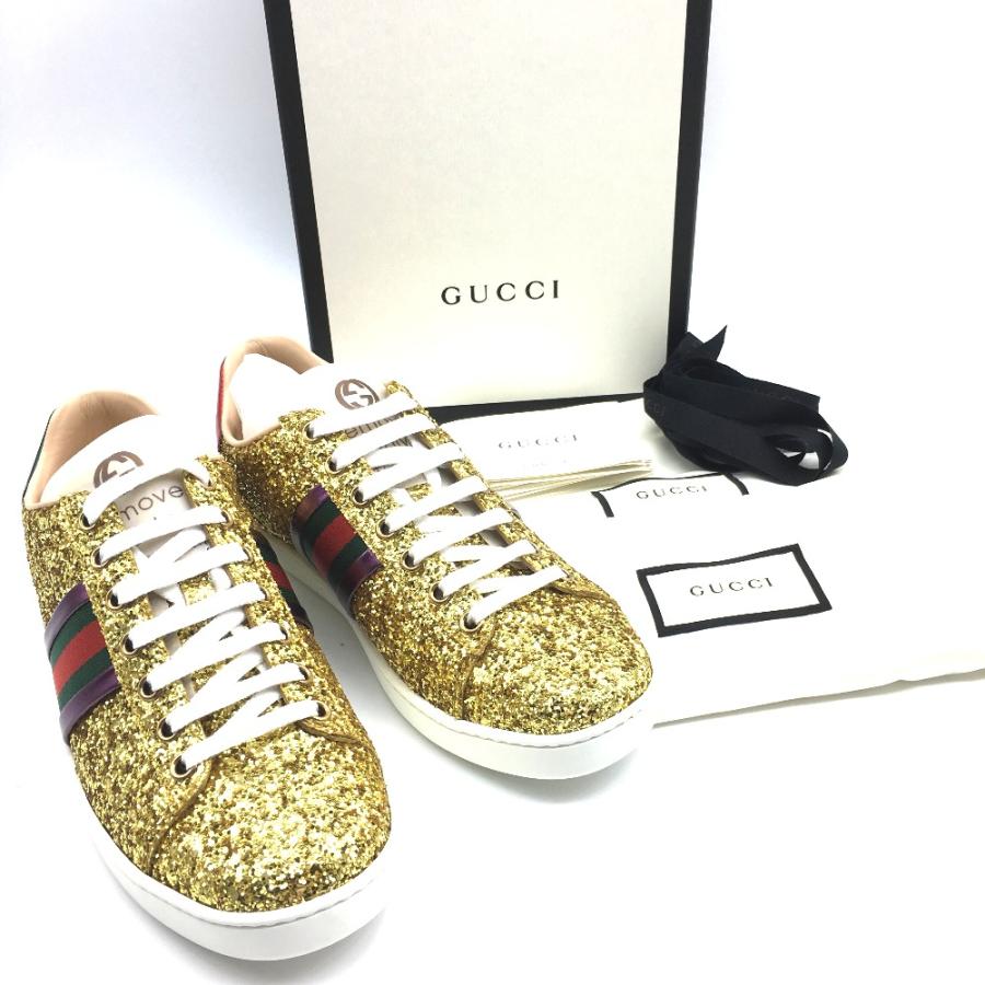 未使用 GUCCI グッチ 475610 シェリーライン エース ゴールド スパンコール シューズ 靴 スニーカー グリッター | GUCCI | 09
