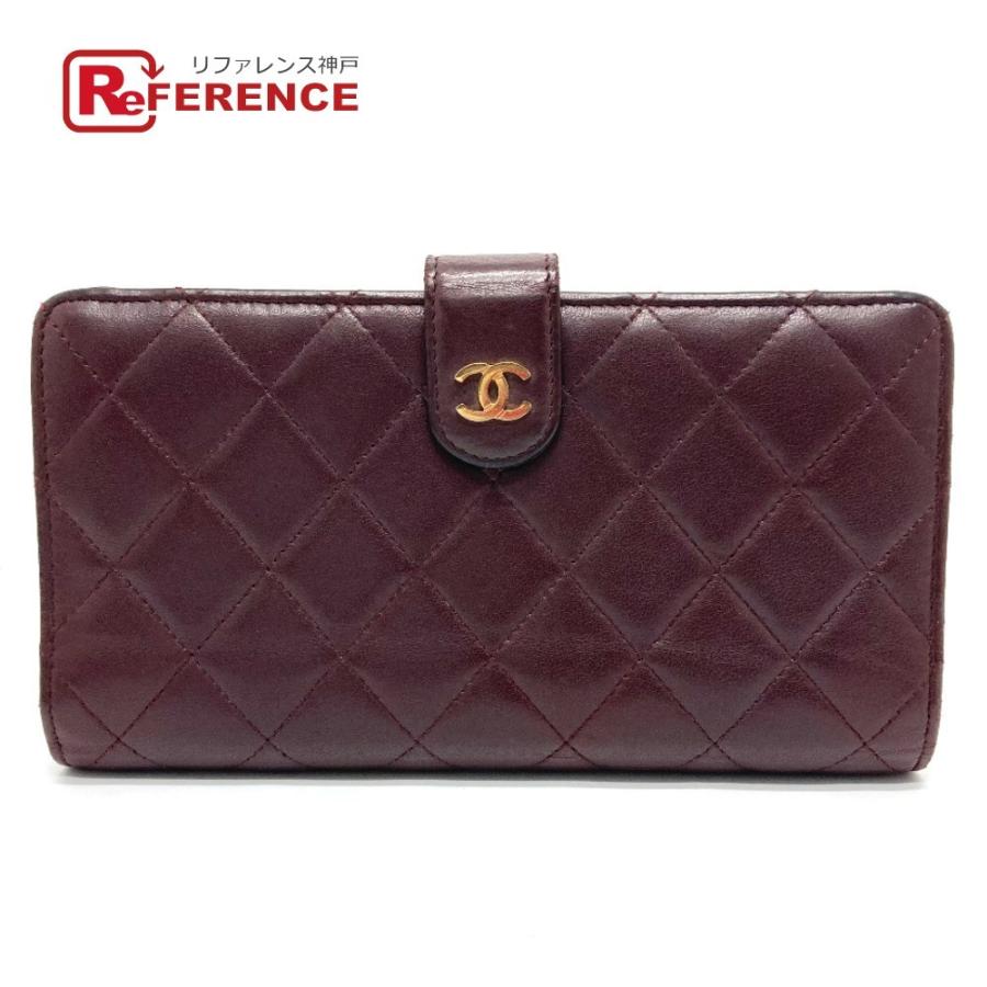 CHANEL シャネル マトラッセ ロングウォレット CC ココマーク 長財布 ラムスキン ボルドー レディース【中古】｜reference