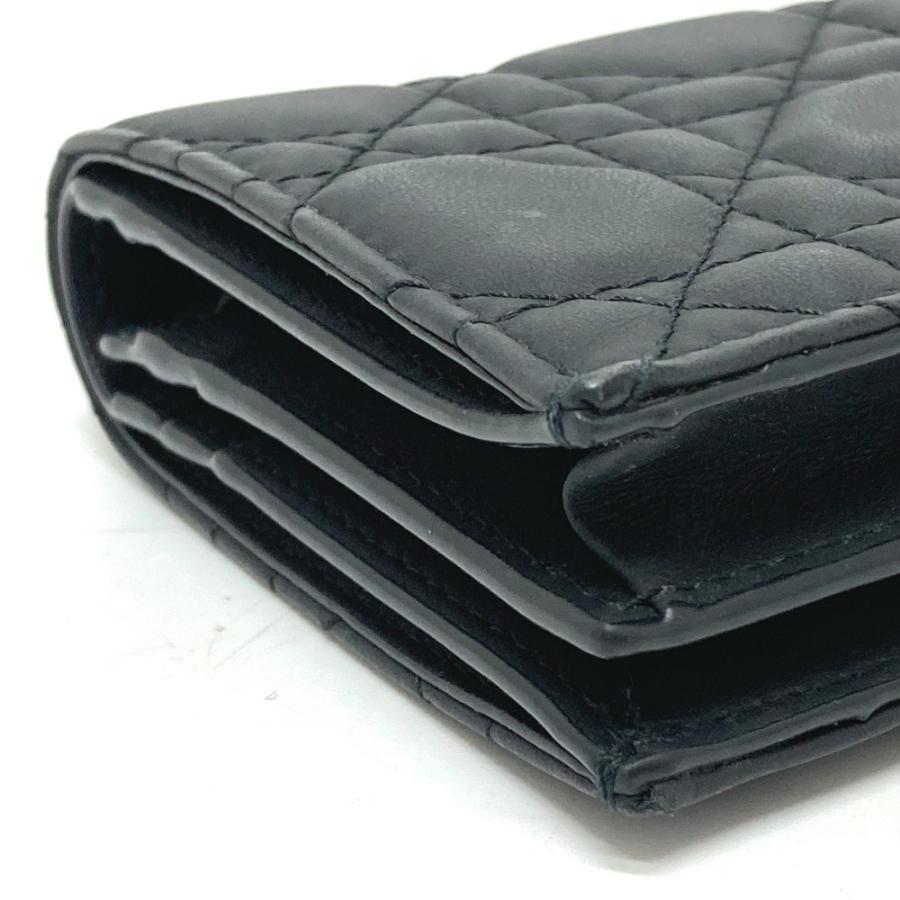 Dior ディオール S0178SLOI レディディオール ミニウォレット 2つ折り財布 レザー ブラック レディース【中古】 |  | 04