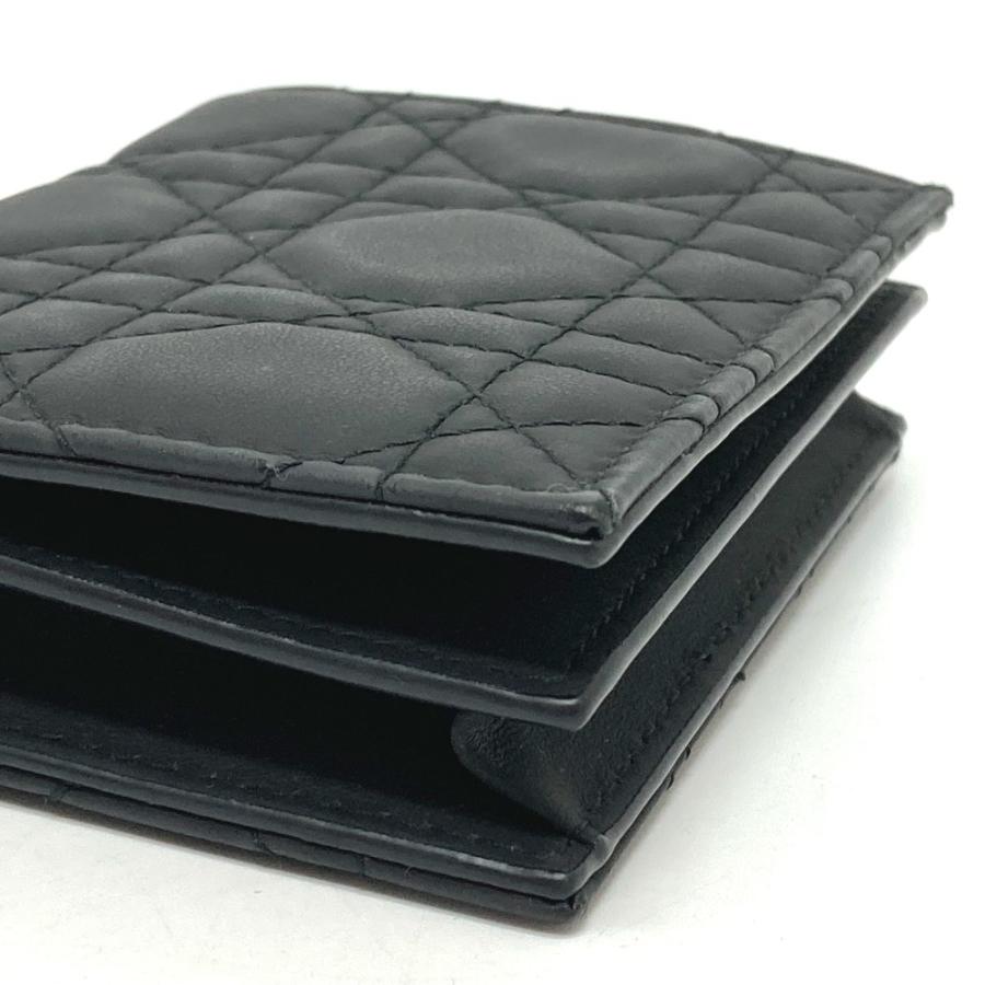 Dior ディオール S0178SLOI レディディオール ミニウォレット 2つ折り財布 レザー ブラック レディース【中古】 |  | 05