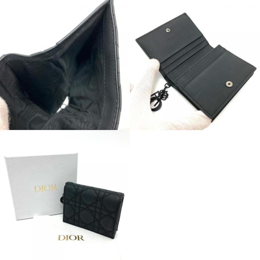 Dior ディオール S0178SLOI レディディオール ミニウォレット 2つ折り財布 レザー ブラック レディース【中古】 |  | 09
