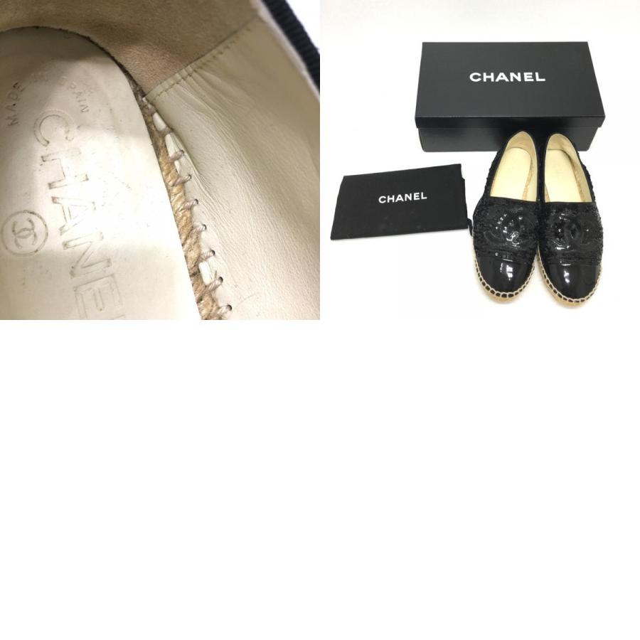 CHANEL シャネル G29762 CCココマーク 16C スパンコール スリッポン フラットシューズ エスパドリーユ スパンコール ブラック | CHANEL | 09
