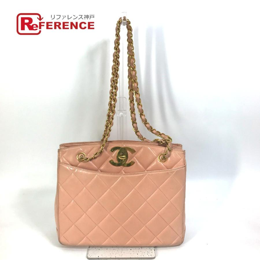 シャネル CHANEL CC ココマーク ロゴ キルティング マトラッセ カバン ハンドバッグ Wチェーン トートバッグ ショルダーバッグ エナメル ピンク CHANEL（シャネル） CC ココマーク マトラッセ キルティング カバン