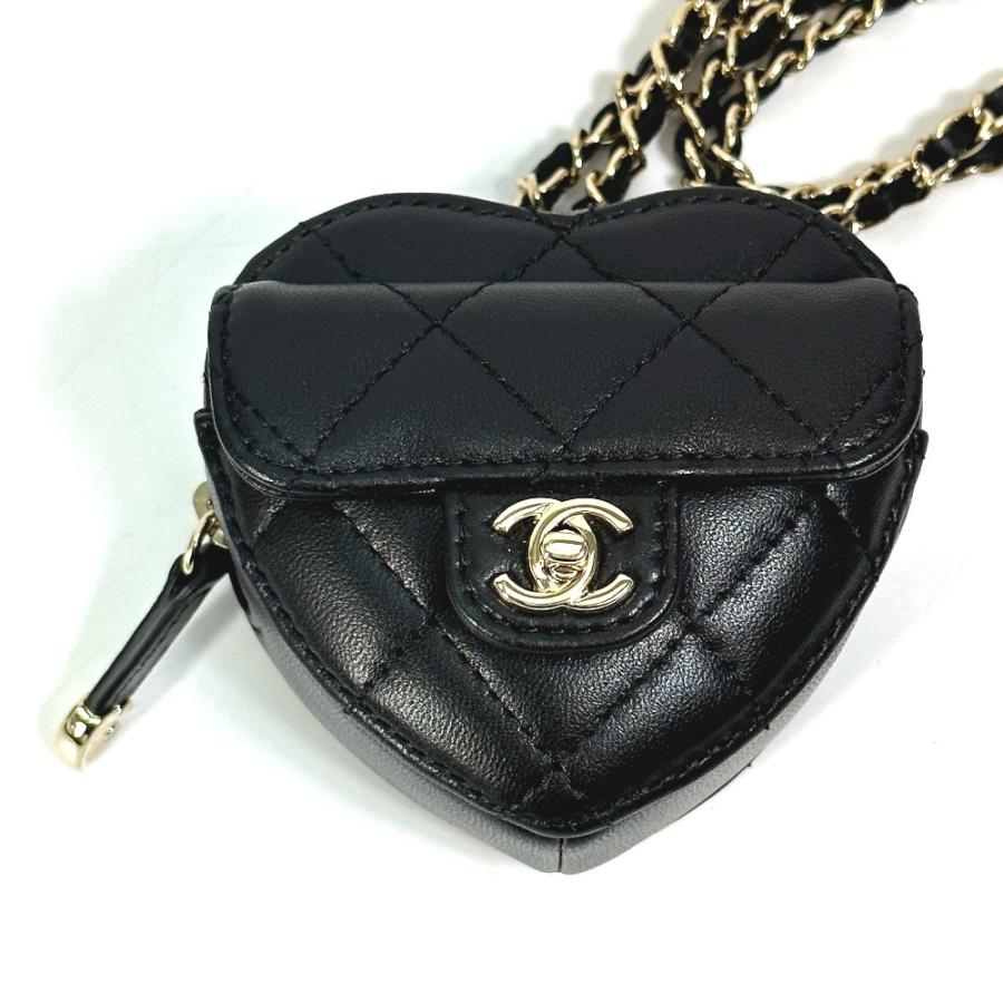 CHANEL シャネル AP2783 ココマーク CC ネックストラップ ミニ ハートシェイプ コインパース 財布 コインケース  ブラック 【中古】未使用 | CHANEL | 02