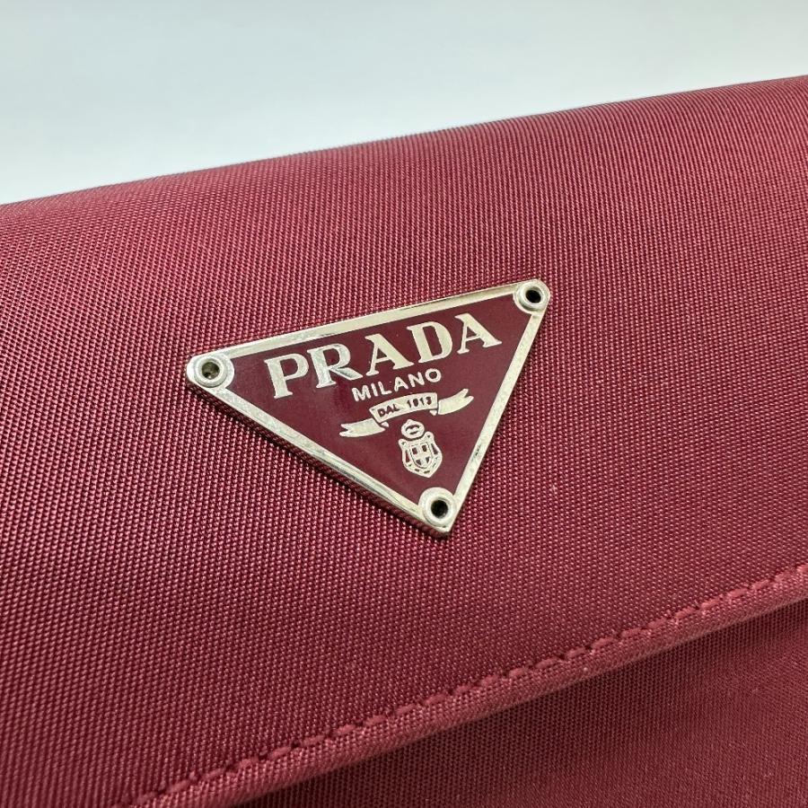 PRADA プラダ トライアングルロゴ コンパクトウォレット  3つ折り財布 ワインレッド メンズ【中古】 | PRADA | 08